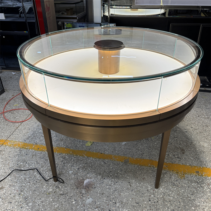 Modern Arc Glass Jewelry Display Cabinet