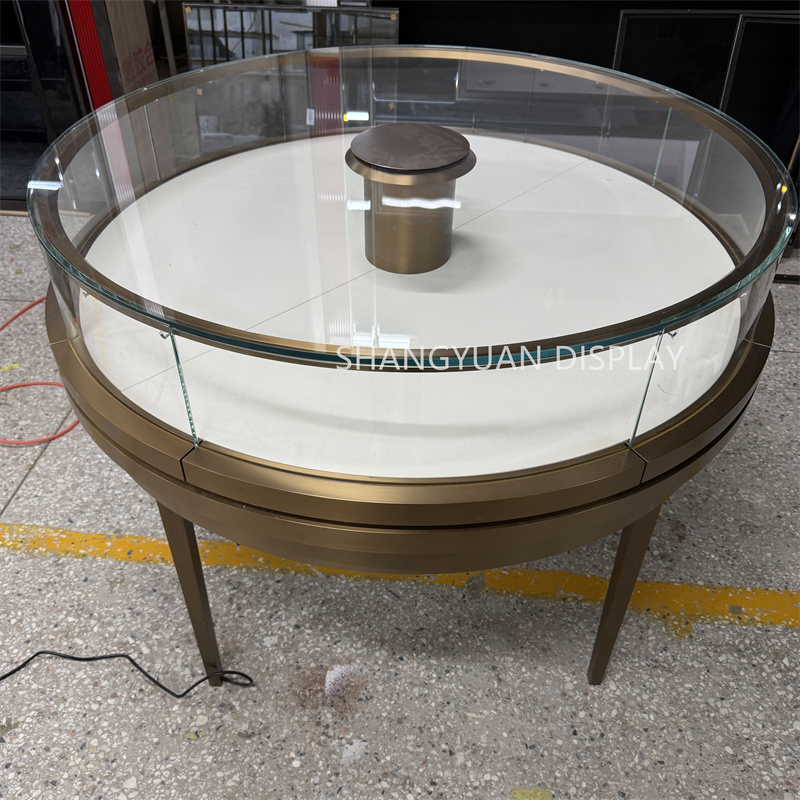 Modern Arc Glass Jewelry Display Cabinet