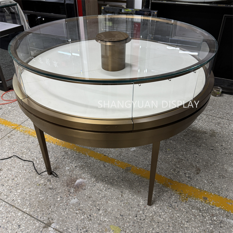 Modern Arc Glass Jewelry Display Cabinet