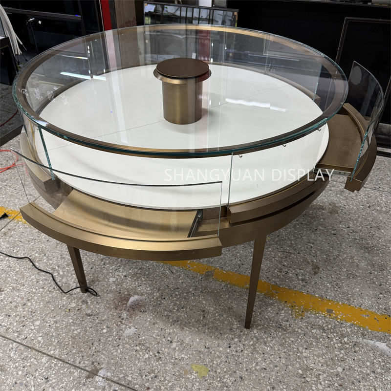 Modern Arc Glass Jewelry Display Cabinet