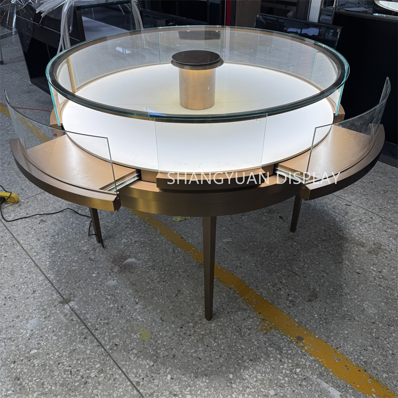 Modern Arc Glass Jewelry Display Cabinet