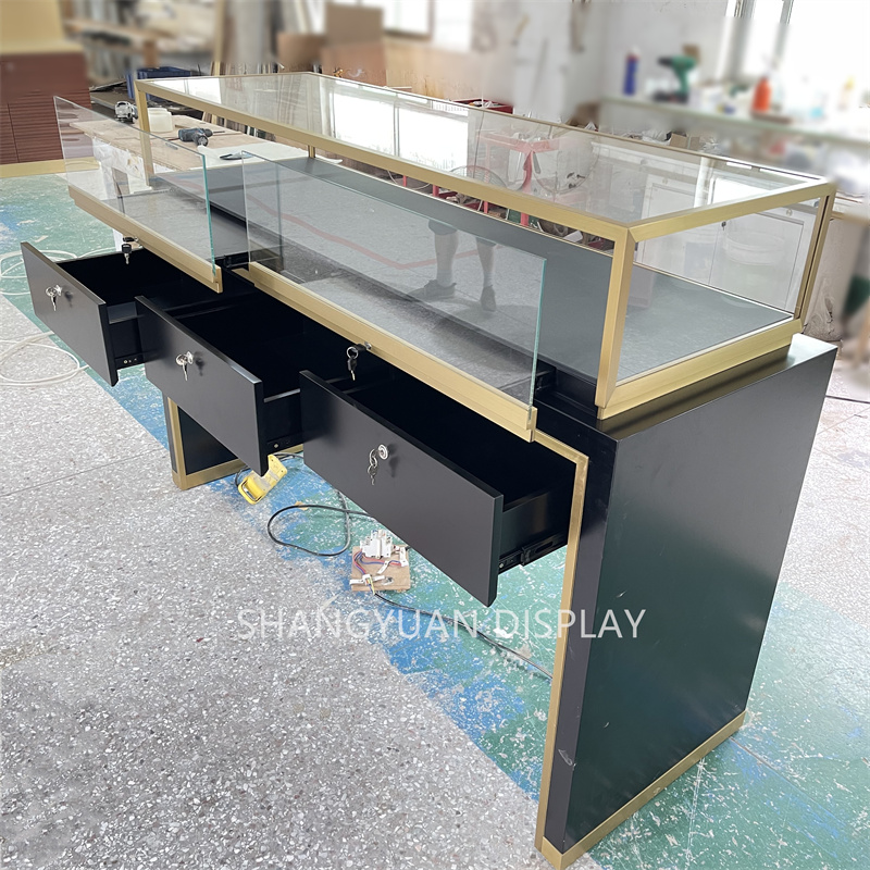 Black Lacquer Jewelry Store Custom Display Cases
