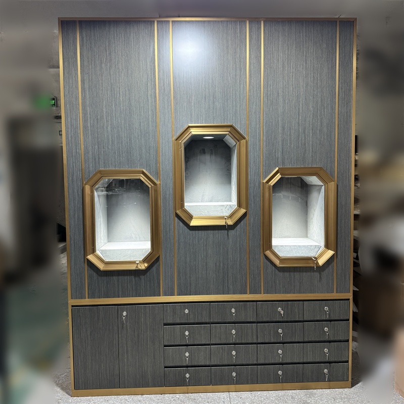 Jewelry Store Wood Grain Wall Showcase