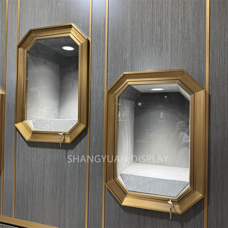 Jewelry Store Wood Grain Wall Showcase
