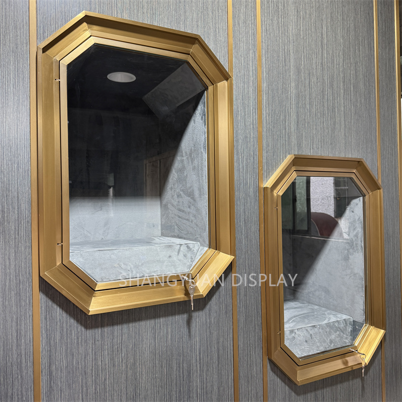 Jewelry Store Wood Grain Wall Showcase