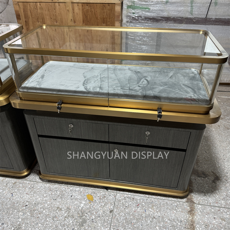 Custom Hign-end Jewellery Display Counter with Wood Finish