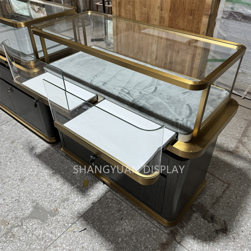 Custom Hign-end Jewellery Display Counter with Wood Finish