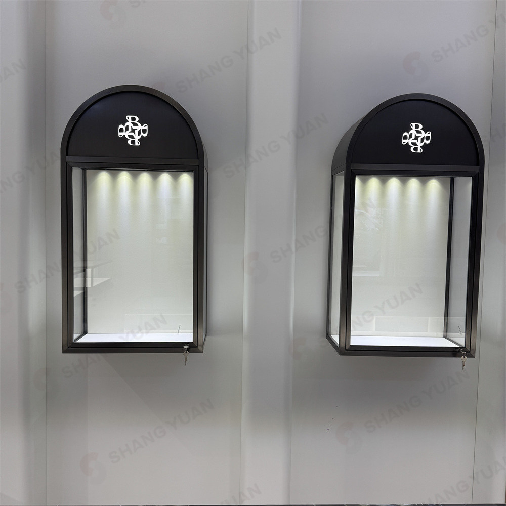 High end Black Wall Mounted Jewelry Showcase