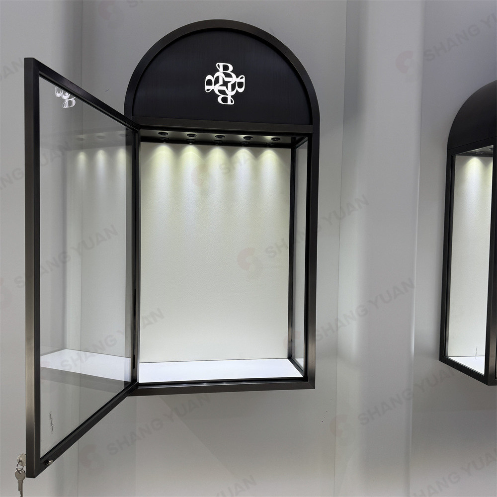 High end Black Wall Mounted Jewelry Showcase