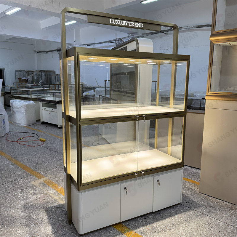 Modern Wall Jewelry Display Case Design for Boutique Jewelry Stores