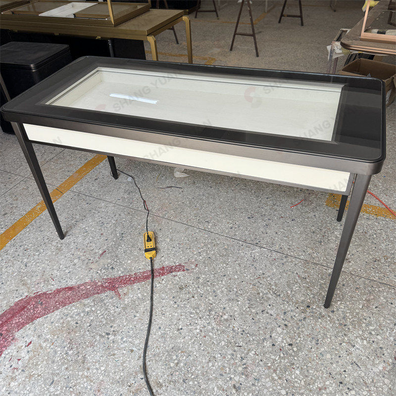 Modern Jewelry Display Tables with Elegant Glass Showcases