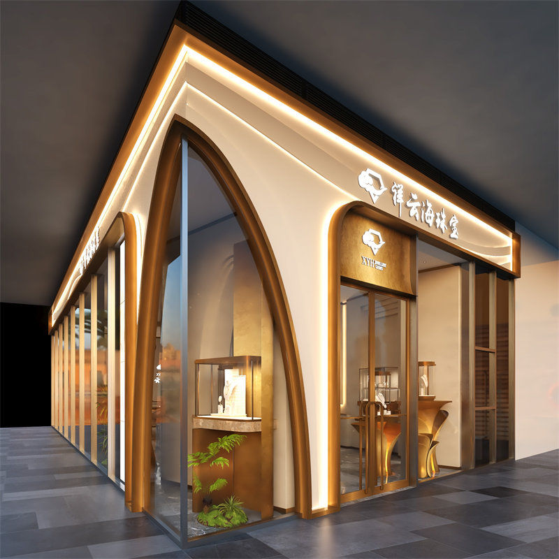 Floral and Greenery Accents in Unique Jewelry Store Designs Ideas