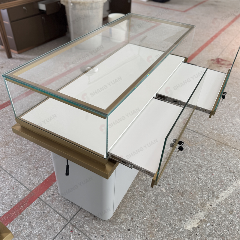 Stylish Glass Jewellery Display Cabinet with Illuminated Base
