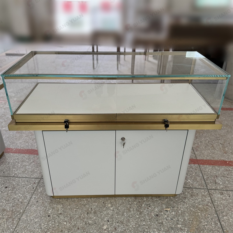 Stylish Glass Jewellery Display Cabinet with Illuminated Base