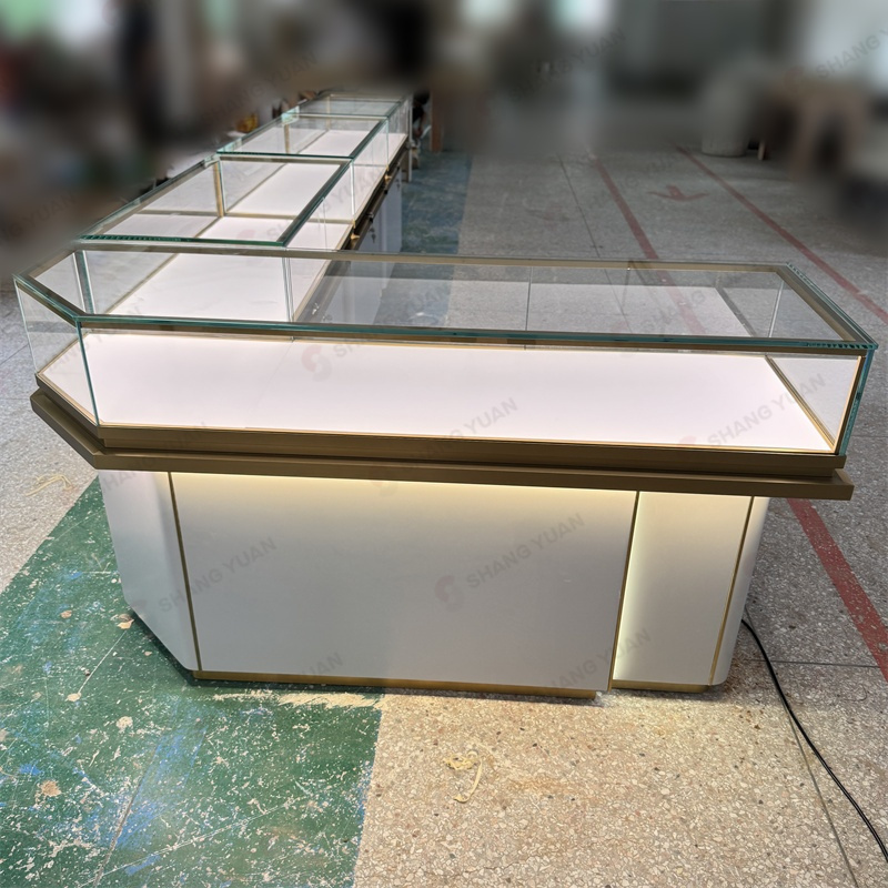 Stylish Glass Jewellery Display Cabinet with Illuminated Base
