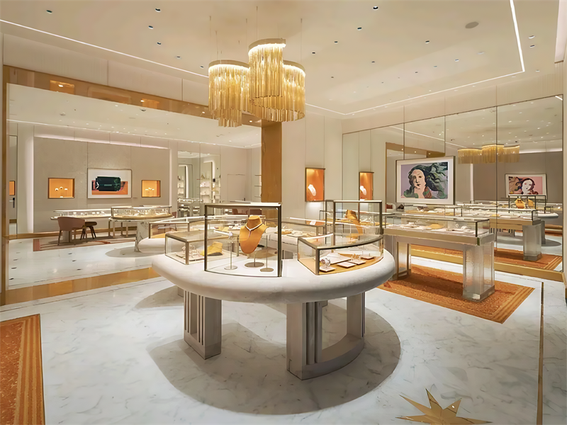Bulgari Zurich Airport Boutique: Ancient Roman Charm Woven in Jewellery Display Cabinet