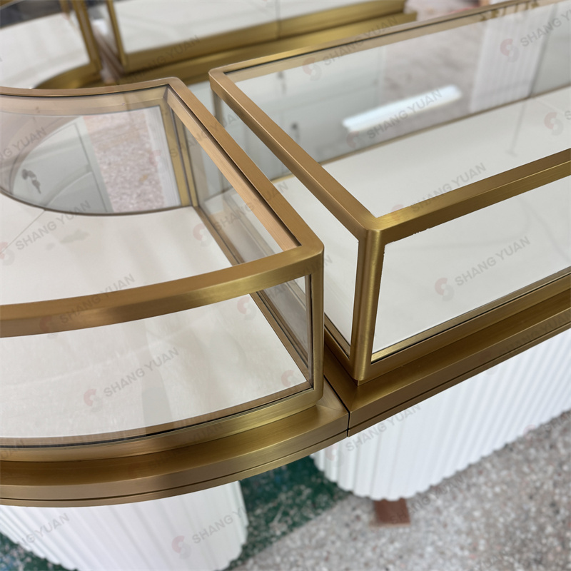 Oval Curved Glass Jewelry Store Display Cases
