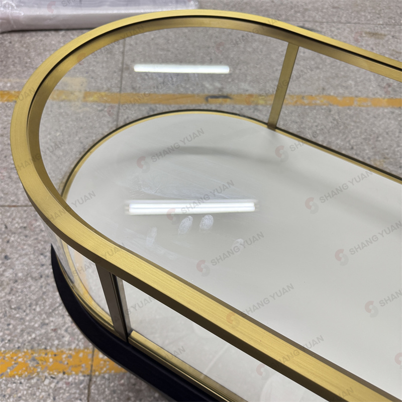 Luxury Oval Curved Glass Jewelry Showcases