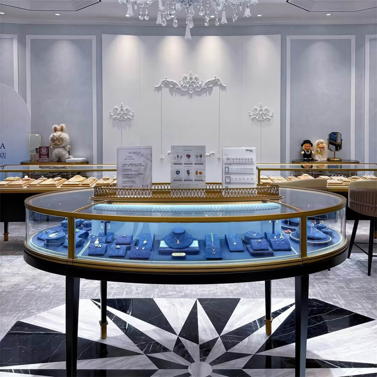 Luxury Oval Island Jewelry Showcase - Island Series: Boutique Center-Floor Layout Solutions